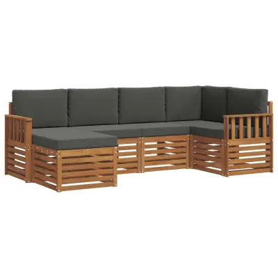 vidaXL Kotna sedežna garnitura z blazino 6 pcs Naravna in antracitna