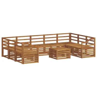 vidaXL Sedežne garniture 10 pcs Naravna Masiven les akacije
