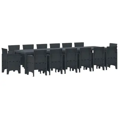 vidaXL Komplet za jedilnico v vrtu 15 pcs Antracit Polt rattan