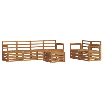 vidaXL Zunanja garnitura za sedenje 7 pcs Naravna Masiven les akacije