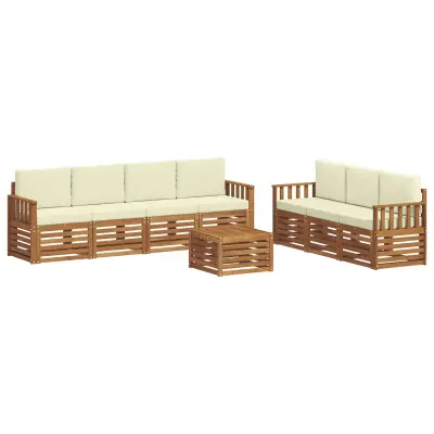vidaXL Sedežne garniture 8 pcs Naravna in smetana Masiven les akacije
