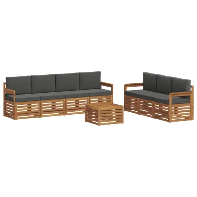 vidaXL Sedežne garniture z blazino 8 pcs Naravna in antracitna
