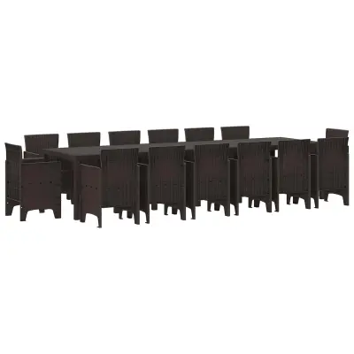 vidaXL Komplet za jedilnico v vrtu 15 pcs Rjava Polt rattan