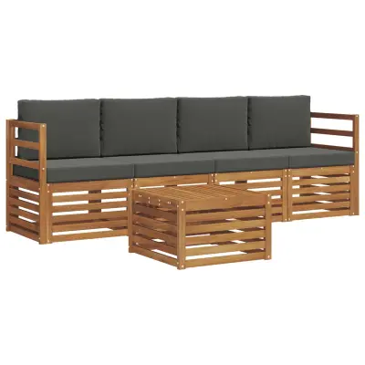 vidaXL Zunanja garnitura za sedenje 5 pcs Naravna in antracitna