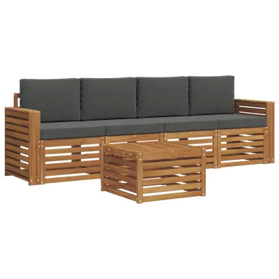 vidaXL Zunanja garnitura za sedenje 5 pcs Naravna in antracitna