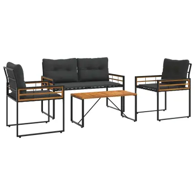 vidaXL Zunanji pohištveni set z blazino 4 pcs Zatemnjeno siva