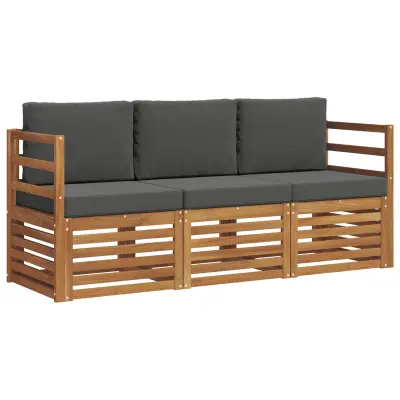 vidaXL Sedežne garniture z blazino 3 pcs Naravna in antracitna
