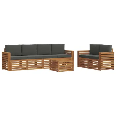 vidaXL Zunanja garnitura za sedenje 7 pcs Naravna in antracitna