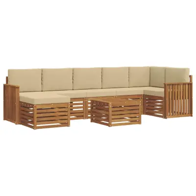 vidaXL Zunanja garnitura za sedenje z blazino 8 pcs Naravna in bež