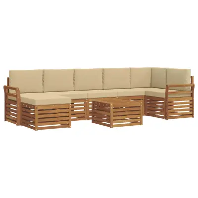 vidaXL Zunanja garnitura za sedenje z blazino 8 pcs Naravna in bež