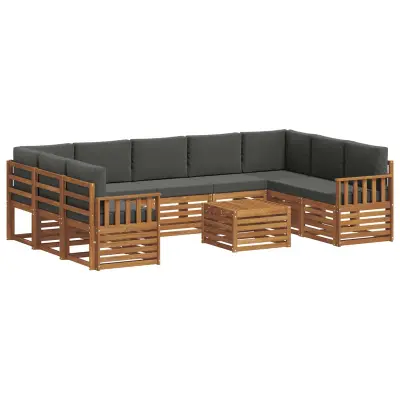 vidaXL Sedežne garniture z blazino 10 pcs Naravna in antracitna