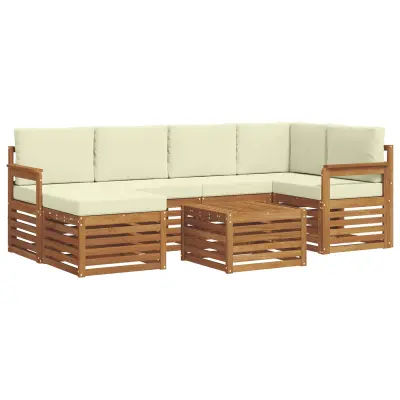 vidaXL Kotna sedežna garnitura z blazino 7 pcs Naravna in smetana