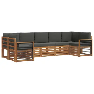 vidaXL Kotna sedežna garnitura z blazino 7 pcs Naravna in antracitna
