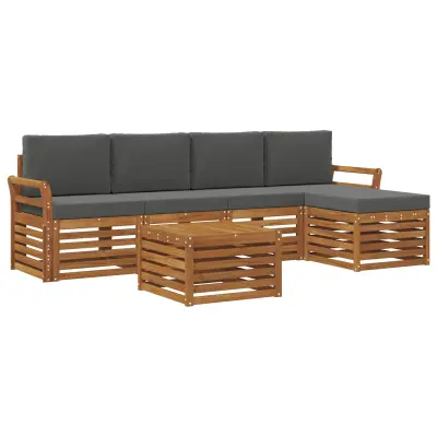 vidaXL Zunanja garnitura za sedenje 6 pcs Naravna in antracitna