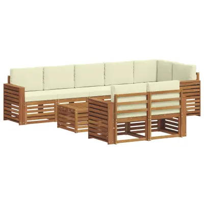 vidaXL Sedežne garniture 9 pcs Naravna in smetana Masiven les akacije