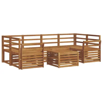vidaXL Zunanja garnitura za sedenje 7 pcs Naravna Masiven les akacije