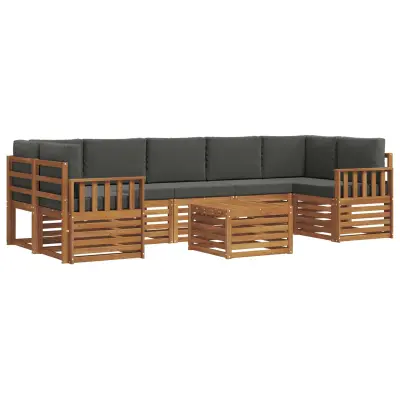 vidaXL Zunanja garnitura za sedenje 8 pcs Naravna in antracitna
