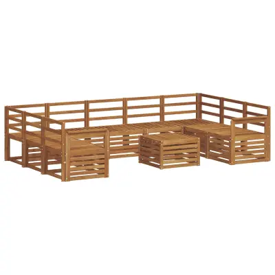 vidaXL Sedežne garniture 10 pcs Naravna Masiven les akacije