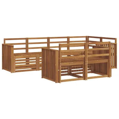 vidaXL Kotna sedežna garnitura 7 pcs Naravna