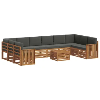 vidaXL Zunanja garnitura za sedenje 11 pcs Naravna in antracitna