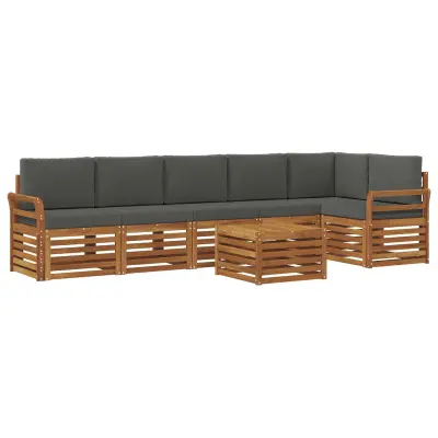 vidaXL Kotna sedežna garnitura z blazino 7 pcs Naravna in antracitna