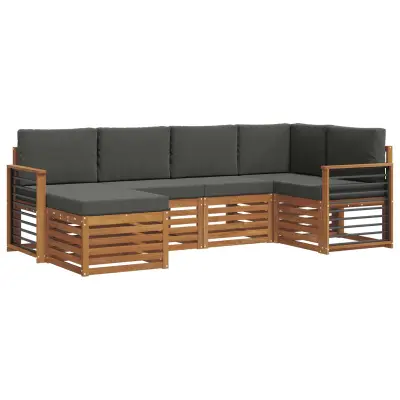 vidaXL Kotna sedežna garnitura z blazino 6 pcs Naravna in antracitna