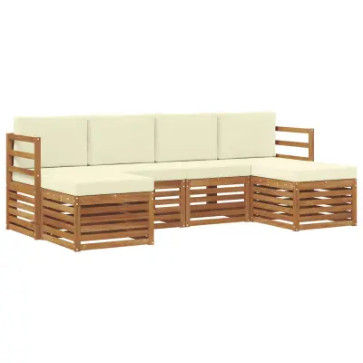 vidaXL Sedežne garniture 6 pcs Naravna in smetana Masiven les akacije