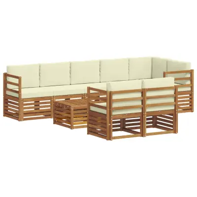 vidaXL Sedežne garniture 9 pcs Naravna in smetana Masiven les akacije