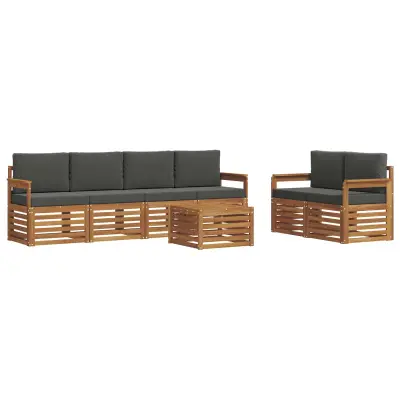 vidaXL Zunanja garnitura za sedenje 7 pcs Naravna in antracitna