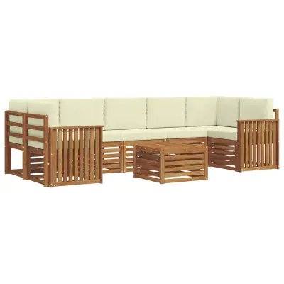 vidaXL Zunanja garnitura za sedenje z blazino 8 pcs Naravna in smetana
