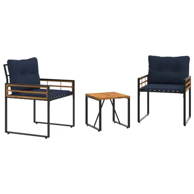 vidaXL Zunanji pohištveni set z blazino 3 pcs Mornarsko modra