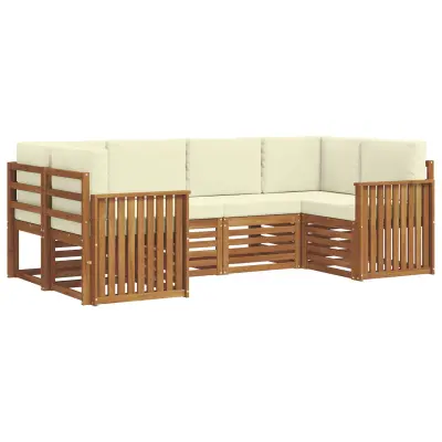vidaXL Kotna sedežna garnitura z blazino 6 pcs Naravna in smetana