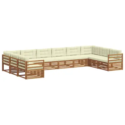 vidaXL Sedežne garniture 3 pcs Naravna in smetana Masiven les akacije