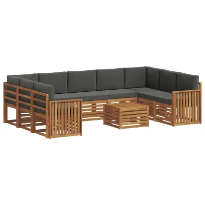 vidaXL Sedežne garniture z blazino 10 pcs Naravna in antracitna