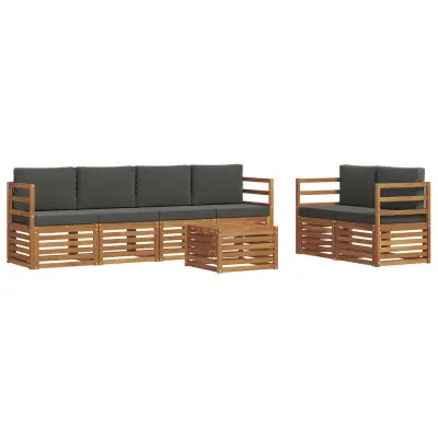 vidaXL Zunanja garnitura za sedenje 7 pcs Naravna in antracitna