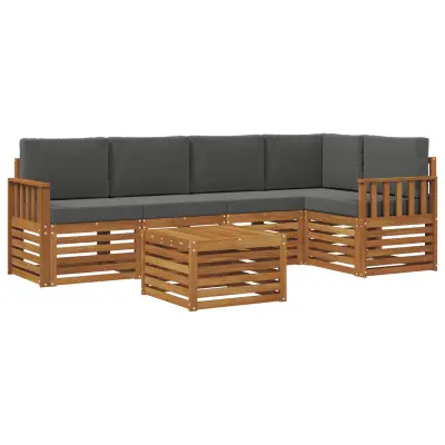 vidaXL Kotna sedežna garnitura z blazino 6 pcs Naravna in antracitna