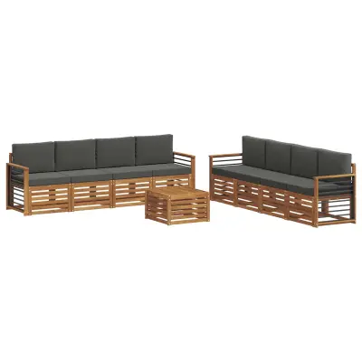 vidaXL Sedežne garniture z blazino 9 pcs Naravna in antracitna