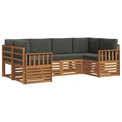 vidaXL Kotna sedežna garnitura z blazino 6 pcs Naravna in antracitna