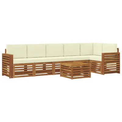 vidaXL Kotna sedežna garnitura z blazino 7 pcs Naravna in smetana