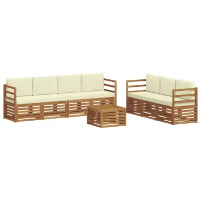 vidaXL Sedežne garniture 8 pcs Naravna in smetana Masiven les akacije
