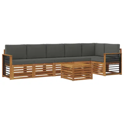 vidaXL Kotna sedežna garnitura z blazino 7 pcs Naravna in antracitna