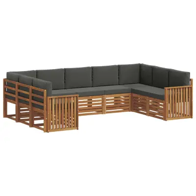 vidaXL Kotna sedežna garnitura z blazino 9 pcs Naravna in antracitna