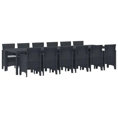 vidaXL Komplet za jedilnico v vrtu 13 pcs Antracit Polt rattan