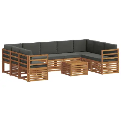 vidaXL Sedežne garniture z blazino 10 pcs Naravna in antracitna