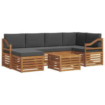 vidaXL Kotna sedežna garnitura z blazino 7 pcs Naravna in antracitna