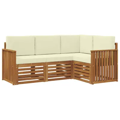 vidaXL Sedežne garniture 4 pcs Naravna in smetana Masiven les akacije