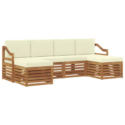 vidaXL Sedežne garniture 6 pcs Naravna in smetana Masiven les akacije