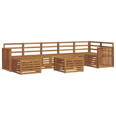 vidaXL Zunanja garnitura za sedenje 8 pcs Naravna Masiven les akacije