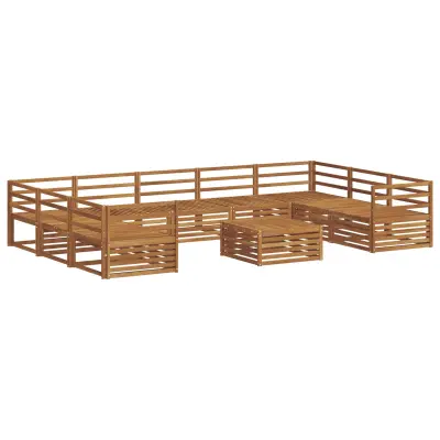 vidaXL Zunanja garnitura za sedenje 10 pcs Naravna Masiven les akacije