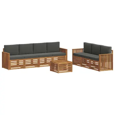 vidaXL Sedežne garniture z blazino 8 pcs Naravna in antracitna